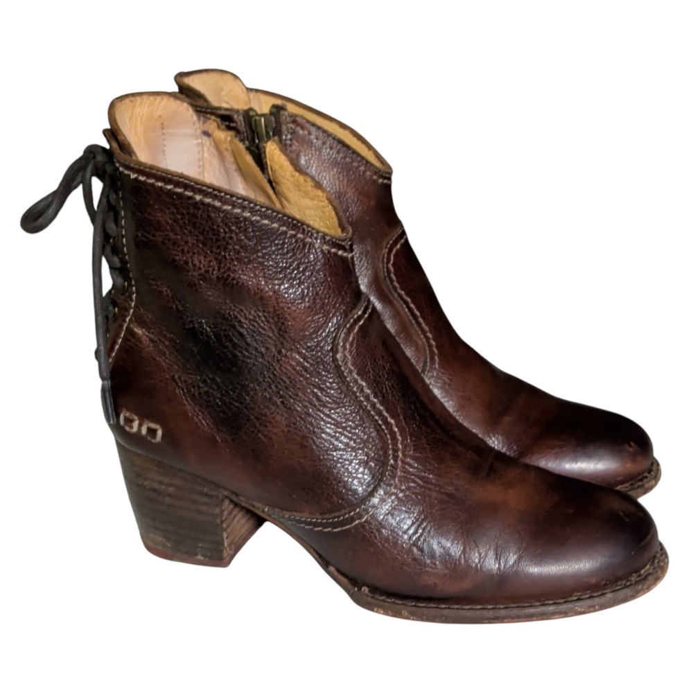 BED STU Boots Womens Size 8 Ankle Booties Brown Lace Back Bohemian Cobbler Xena